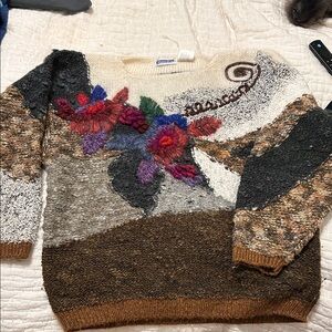 Vintage Sweater with Floral Design